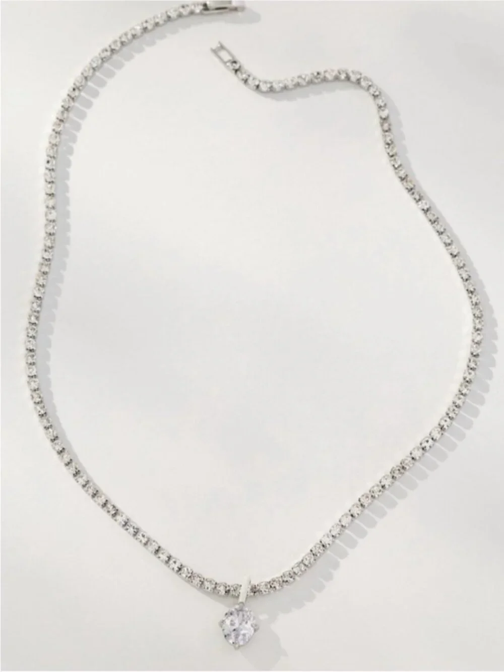 New! Anthropologie Silver Glam Crystal Pendant Necklace NWT